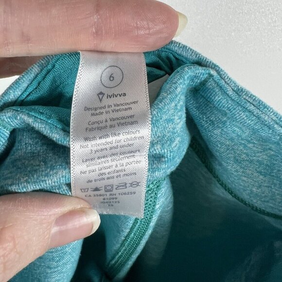 Ivivva By Lululemon Girls‎ Cropped Legging size 6 Teal Athletic - Picture 6 of 7